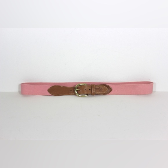 Pink Stretch Belt with Natural Leather and Brass Buckle - Picture 4 of 7
